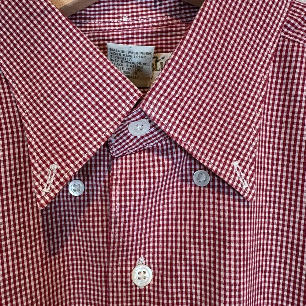Vintage 90s Banana Republic Red Gingham Shirt Men's M Made Hong Kong Preppy